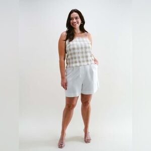 Darling DAINTY BLOUSE BEIGE GINGHAM SIZE XL